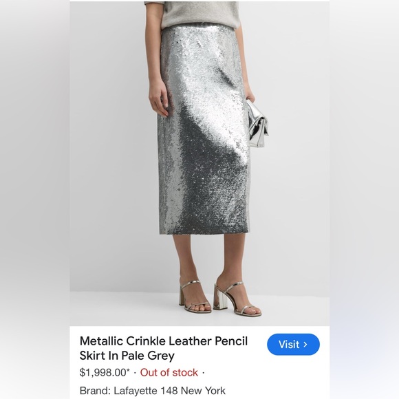 ZARA Stunning Silver Faux Leather Metallic Midi w/Broad Waistband & back slit🔥🔥🔥 - Picture 9 of 12